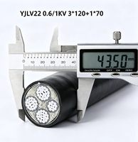 Câble d'alimentation blindé en acier avec gaine en PVC isolé en XLPE, aluminium, YJLV22 0.6/1KV 3*120+1*70