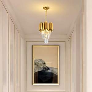 Modern altın kristal avize kolye ışık otel Bar restoran aydınlatma asılı lamba - Product Image 2