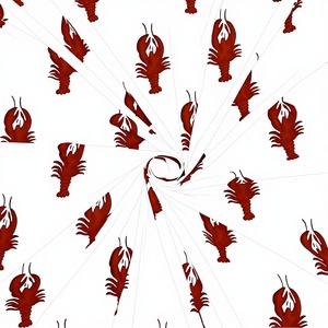 <b>Nautical</b> Red Lobster Stripe Print Washed Organic Eco-Friendly Carded Lightweight Cotton Fabric Apparel Home Decor <b>Curtains</b> - Product Image 3