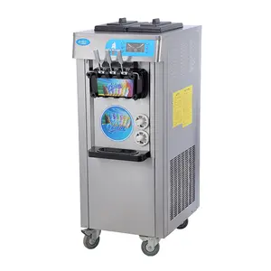 Commercial Snack Machine Vertical Soft Ice Cream Making with Wheels Three Outlet Ice Cream Machine