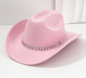 Chapeau de cowboy occidental unisexe avec accessoires en strass en forme d'épée diamantée, chapeau de cowboy de couleur unie, chapeau haut de forme occidental - Product Image 4