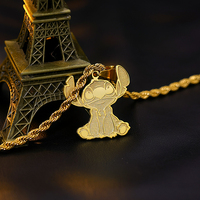 Nouveauté tendance, breloques personnalisées en acier inoxydable, personnages de dessins animés plaqués or, bijoux mignons pour femmes