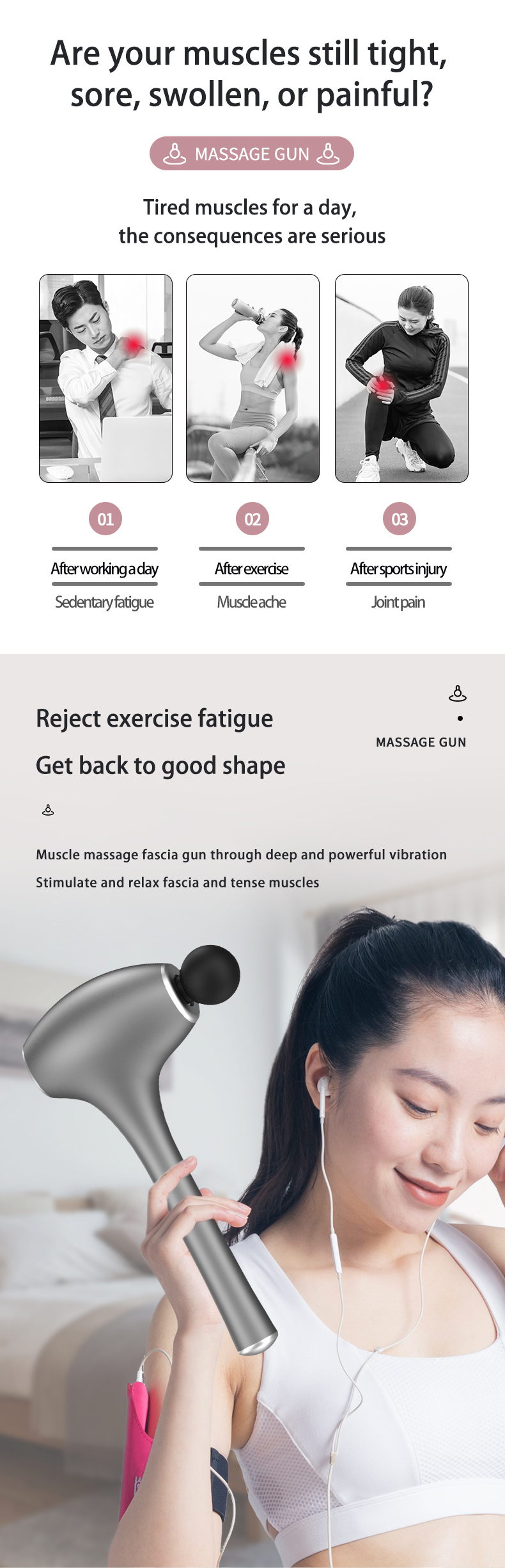 Mini Best Cheap Percussion Rechargeable Battery Cordless Pistolet Muscle Massage Gun Fascia Massager