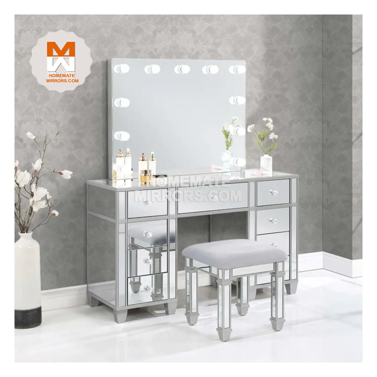 Best-seller Table de coiffeuse miroir moderne avec miroir coiffeuse