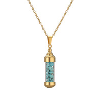 Collier pendentif en forme de flacon de parfum ouvrable, mode transfrontalière, pierre concassée colorée, flacon à vœux, acier inoxydable, clavicule