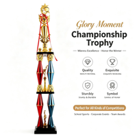 Trophée de championnat en plastique multicouche de qualité supérieure, coupe de récompense sportive avec logo personnalisé, plusieurs tailles pour événements scolaires et d'entreprise