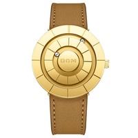 Montre à bille magnétique en alliage DOM 1753, style sportif, unisexe, bracelet en cuir, design unique des aiguilles, résistante à l'eau