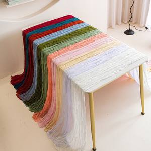 Vente chaude Élégant Plusieurs Couleurs En <span class=keywords><strong>Mousseline</strong></span> <span class=keywords><strong>De</strong></span> Soie Style Européen Américain <span class=keywords><strong>Chemin</strong></span> <span class=keywords><strong>De</strong></span> <span class=keywords><strong>Table</strong></span> pour Mariage Hôtel Tables À Manger Parties - Product Image 1