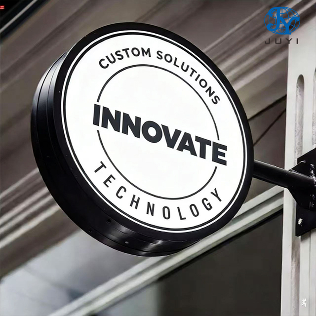Custom Logo Advertising Round Lightbox Signage Outdoor Business Shop Sign Lights Circular Led Light Box Bright Sign