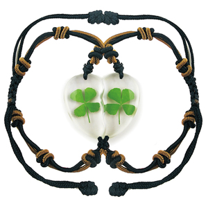 Ensemble de porte-clés en résine en forme de cœur lumineux, avec <span class=keywords><strong>un</strong></span> véritable trèfle à quatre feuilles intégré, porte-clés romantique assorti pour <span class=keywords><strong>cadeau</strong></span> d'amitié - Product Image 4