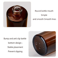 Pot cosmétique givré avec pompe pulvérisatrice et compte-gouttes, ensemble de soins de la peau, couvercle hydrographique effet bois, verre ambré, commande personnalisée, vente en gros