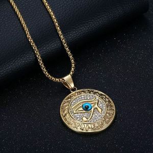 Collar con Colgante de Joyería de Moda de Acero Inoxidable, Impermeable y Antideslustre, con Diseño Geométrico de <span class=keywords><strong>Runas</strong></span> y Ojos Azules, Estilo Hip Hop, <span class=keywords><strong>para</strong></span> Hombre - Product Image 4