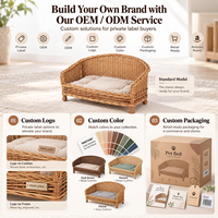 Panier-lit pour animaux de compagnie en rotin naturel tressé à la main pour chats, petits chiens, maison, hôtel, Airbnb, meubles pour animaux de compagnie haut de gamme
