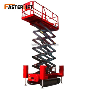 Plataforma Elevadora Móvil Eléctrica de Tijera sobre Orugas de 8m, 10m, 12m, 14m, 130kg, de Acero Aleado Estable, para Trabajos Aéreos, en Venta - Product Image 1