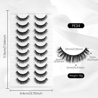 NOUVEAU Lot de 10 paires de faux cils œil de chat faits main, sans cruauté, effet vison 8D, longs, épais et volumineux, pour un look spectaculaire