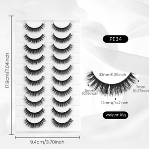 NUOVO Set di 10 Paia di Ciglia Finte 8D Effetto Occhio di Gatto, Cruelty-Free, Fatte a Mano, Lunghe <span class=keywords><strong>e</strong></span> Voluminose - Product Image 5