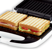 Machine à sandwich blanche détachable 2 en 1 Machine à gaufres électrique pour petit-déjeuner grill ouverte à 180 ° pour la maison
