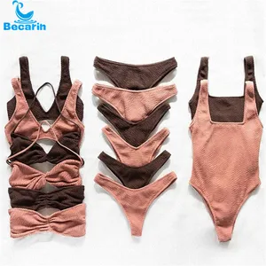 High Quality Swimwear Textured Fabric Swimwear Custom Print Pattern Bikini Set 2024 Summer Brazilian Thong Bikini Manufacturer