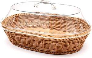 Commercio all'ingrosso della fabbrica cesto rettangolare in rattan pp piccolo cesto di stoccaggio <span class=keywords><strong>M</strong></span>-Size con coperchio cibo da cucina pane di frutta - Product Image 3