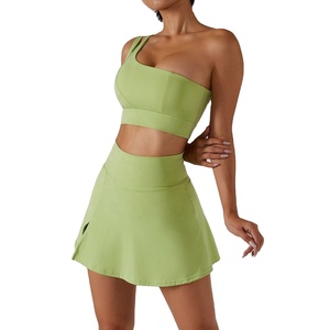 2024 Newest Sportswear 2 Pcs pink Tennis Skirt Set Gym Yoga Sets <b>Pickleball</b> Skirt Fitness Clothes for Women - Product Image 6