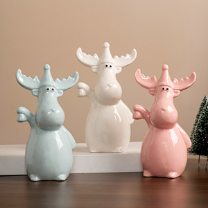 Nuevas Decoraciones de Cerámica con Estilo de Dibujos Animados para el Hogar, Reno Navideño, Decoración Moderna para el Hogar - Product Image 1