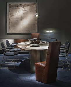 New Come Italian Modern Famous Designers <strong>Blue</strong> Velvet and Leather <strong>Dining</strong> <strong>Chairs</strong> With Good Gold Stainless Steel <strong>Chair</strong> - Product Image 3
