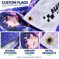 Drapeau personnalisé de 3x5 pieds avec personnage d'anime, bannière publicitaire rectangulaire en polyester non tissé, impression numérique pour affichage extérieur