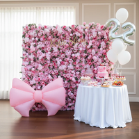 MoKtong Rosa Aufrollbare Blumenwand-Kulisse 91x91 cm 5D mit Realistischen Seidenrosen-Paneelen für Kleine Heim-Fotoboxen und Eventdekoration