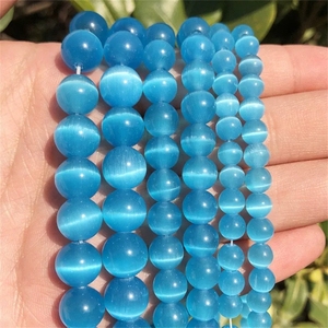 Cuentas Ojo de Gato de Alta Calidad de 4-12 mm en Blanco, Rosa, Azul, Amarillo y Verde, Cuentas Redondas Coloridas para la Fabricación de Joyería - Product Image 5
