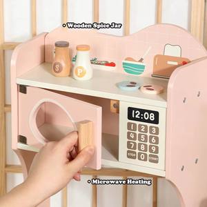 Jouet en bois pour enfants : Machine à café, four à micro-ondes, lave-linge, sèche-linge, plaque à induction, rôle de femme au foyer - Product Image 5