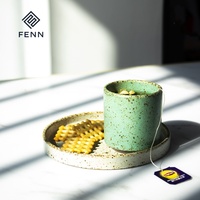 Tasse à café expresso en céramique japonaise FENN personnalisée, style rétro moucheté, vaisselle en grès, cadeau, tasse à thé Kung Fu en poterie rustique