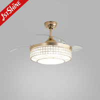 1stshine 42 pouces 6 vitesses moteur à courant continu lame invisible moderne Led rétractable ventilateur de plafond lumière