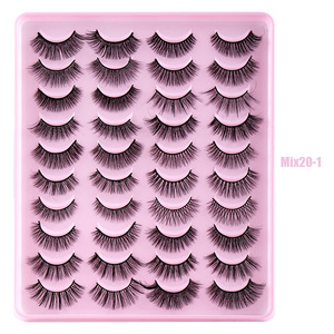 20 paires de faux cils 3D faits à la main, lot mixte, cils longs noirs naturels en fibres synthétiques, ensemble d'extensions de cils pour le maquillage des yeux - Product Image 4