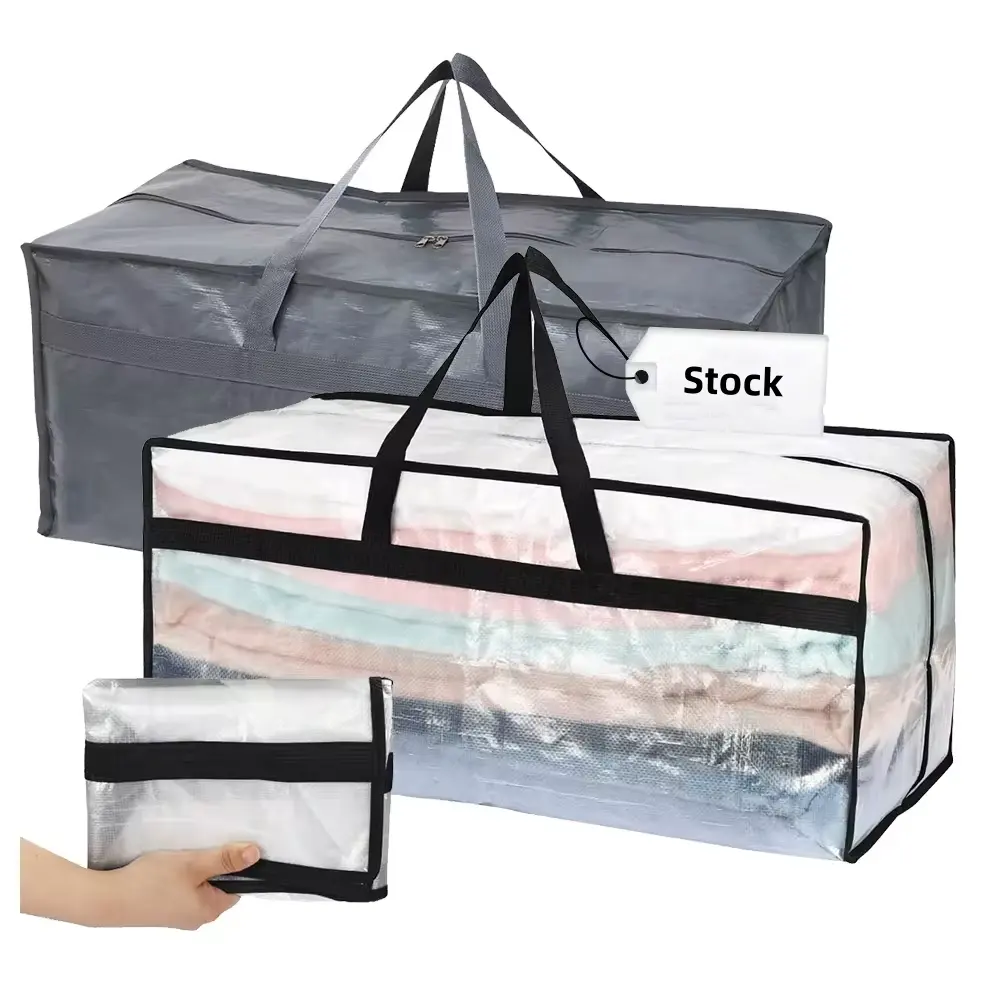 High-quality 86 liters Heavy Duty Extra Large Clear Moving Bags with Backpack Straps Strong Handles