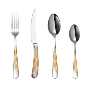 24-Piece hiện đại xuyên biên giới vàng hộp gỗ đặt thép không gỉ dao kéo bao gồm bốn phần chính dao nĩa - Product Image 5