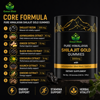 Bonbons Gommeux au Shilajit de l'Himalaya Qualité Or 100% Pur Naturel Énergie Endurance Bien-être Mélange Acide Fulvique 60 Unités Usage Adulte Sans Sucre