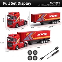 Camion remorque conteneur miniature RC 1:64 2CH 2.4GHz avec lumières LED électriques, chargeur, pour hobby de drift de bureau et collectionnages pour passionnés