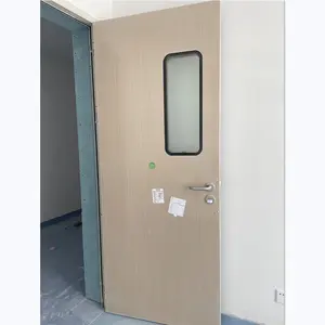 Cleanroom project aluminum frame wooden color swing door with window