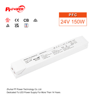 Controlador de Tira LED de Voltaje Constante 30W 60W 75W 100W 150W 200W Sin Parpadeo IP20 para Interiores con PFC, Fuente de Alimentación LED 200-240V AC-DC 24V