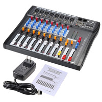 Console de mixage audio USB professionnelle 8 canaux, amplificateur de monitoring avec alimentation fantôme 48V