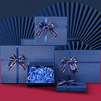 Boîtes cadeaux bleues en gros, boîtes cadeaux avec nœuds, logo personnalisable