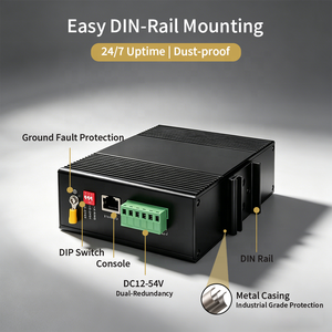 Switch industriel Gigabit 12 ports, 8 RJ45, 4 SFP 20KM Fibre, 24 Gbps, QoS, LACP pour station de base de village éloigné SH-GML0408S-20ST - Product Image 5