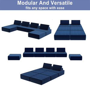 Fauteuil pouf carré personnalisé en forme de cube de tofu, convertible, rembourré en mousse, pour salon et petits appartements - Product Image 2