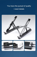 Support pour ordinateur portable avec logo personnalisé, support pour ordinateur portable de jeu, nouveau modèle, avec 6 angles réglables, 9 modes d'éclairage RVB, 3 hubs USB