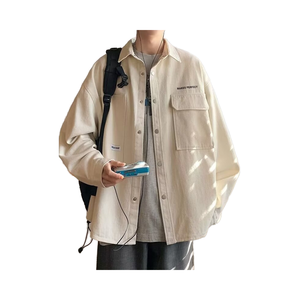 Veste <span class=keywords><strong>de</strong></span> <span class=keywords><strong>travail</strong></span> à manches longues pour hommes, nouvelle mode style hongkongais, printemps-automne, cardigan décontracté avec logo avant, <span class=keywords><strong>junior</strong></span> teint - Product Image 1