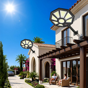 Solar Outdoor <b>Wall</b> Light Led Waterproof Solar Powered Garden Street <b>Lamp</b> With Motion Sensor 12V Mono Si <b>Battery</b> Included - Product Image 2