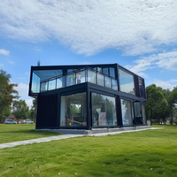 Casa Contenedor Modular Prefabricada de 2 Pisos con Ventanas de Vidrio, Balcón, Estructura de Acero de Lujo, Casa Móvil, Oficina Portátil, Baño