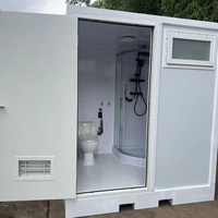 Baño Portátil Prefabricado, Baño Móvil para Exteriores, Inodoro y Ducha Modulares