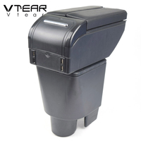 Vtear pour Toyota Etios Liva 2011-2020, boîte d'accoudoir en cuir PU ABS, organisateur de rangement pour console centrale, accessoires intérieurs de voiture