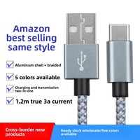 Kabel Data Pengisian Cepat 3A dengan Konduktor Tembaga Murni Berlapis Nilon dan Aluminium Alloy Tipe-C, Desain Khusus, untuk Penggunaan Antar Negara